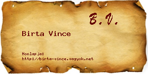 Birta Vince névjegykártya